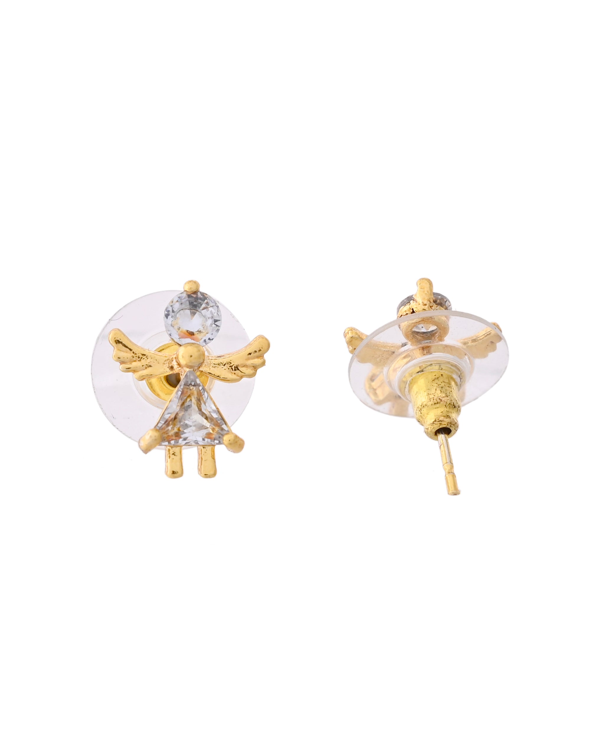 VOJ Gold-Polished Doll Shapped Stone Studded Mangalsutra With Earrings Set