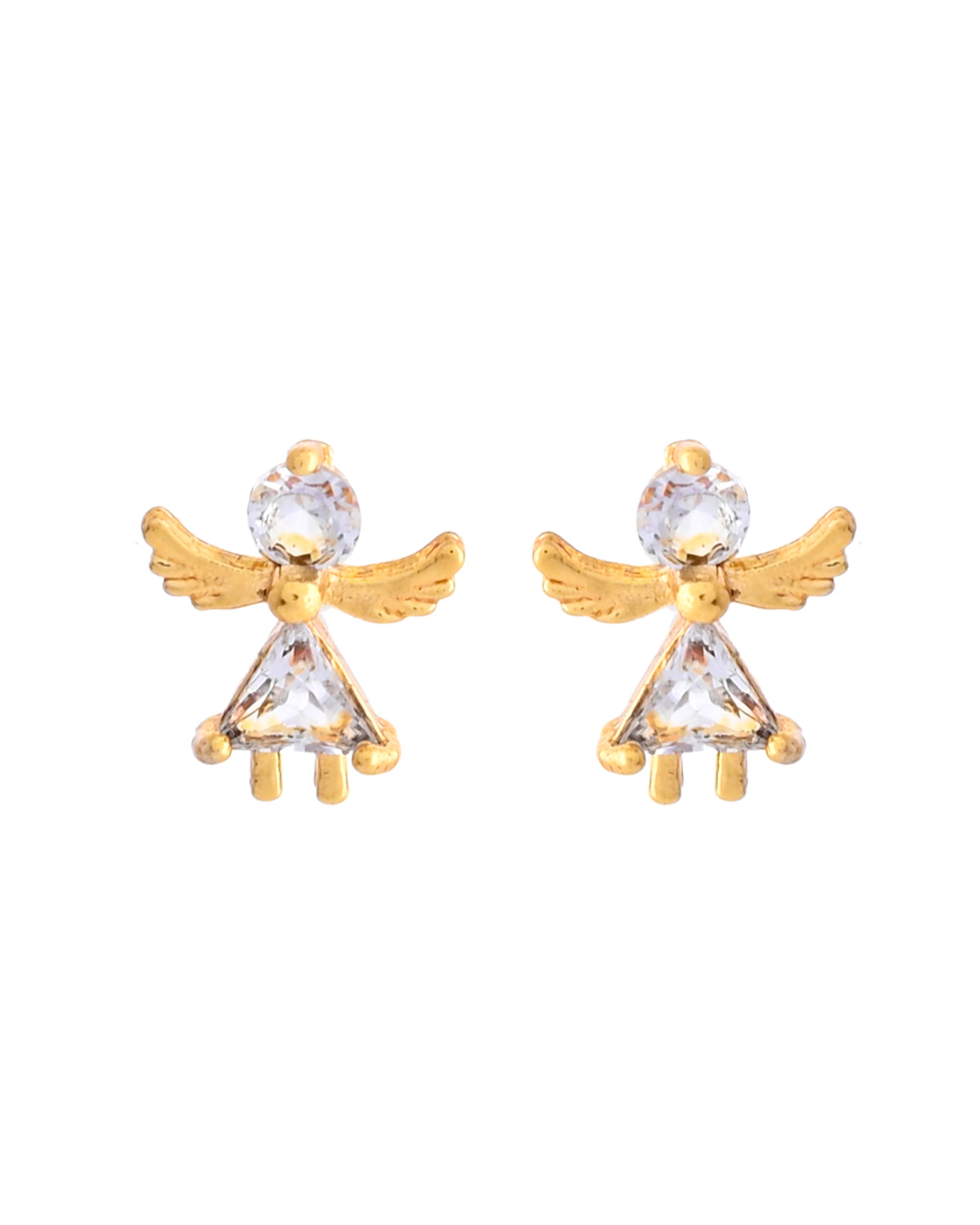 VOJ Gold-Polished Doll Shapped Stone Studded Mangalsutra With Earrings Set