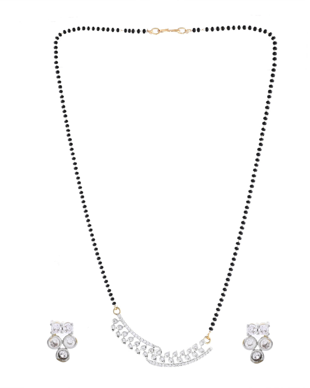 VOJ Silver Toned AD Stone Studded Designer MangalSutra Set