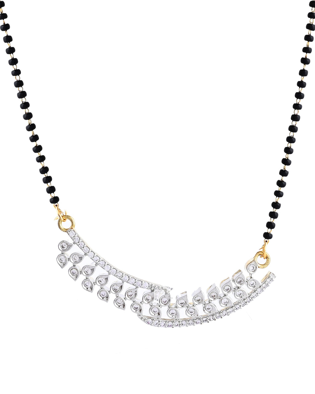 VOJ Silver Toned AD Stone Studded Designer MangalSutra Set