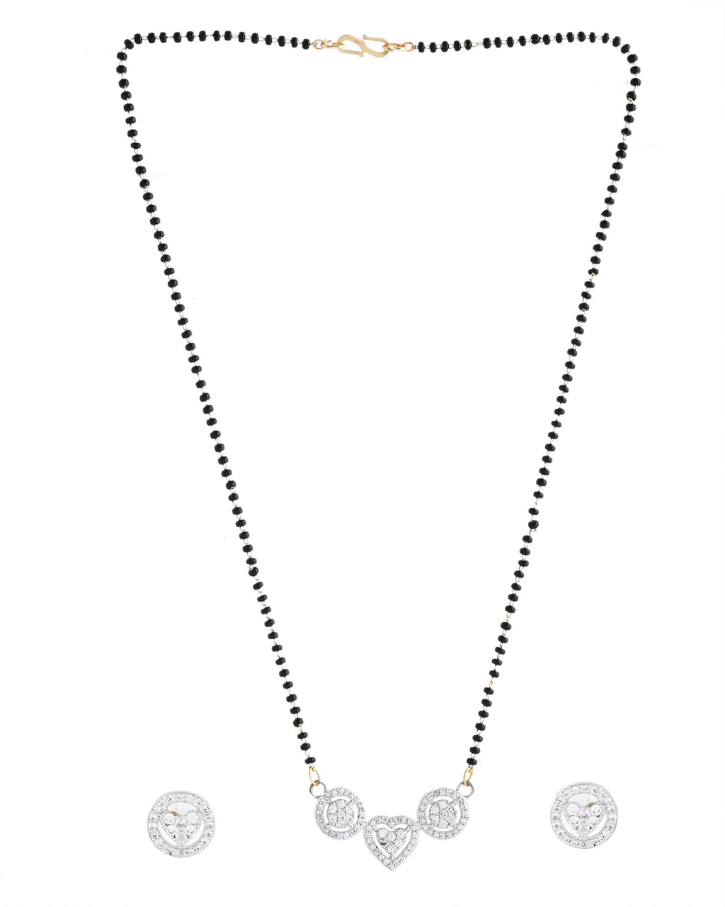 VOJ Gold Toned AD Stone Studded Heart Shape MangalSutra Set