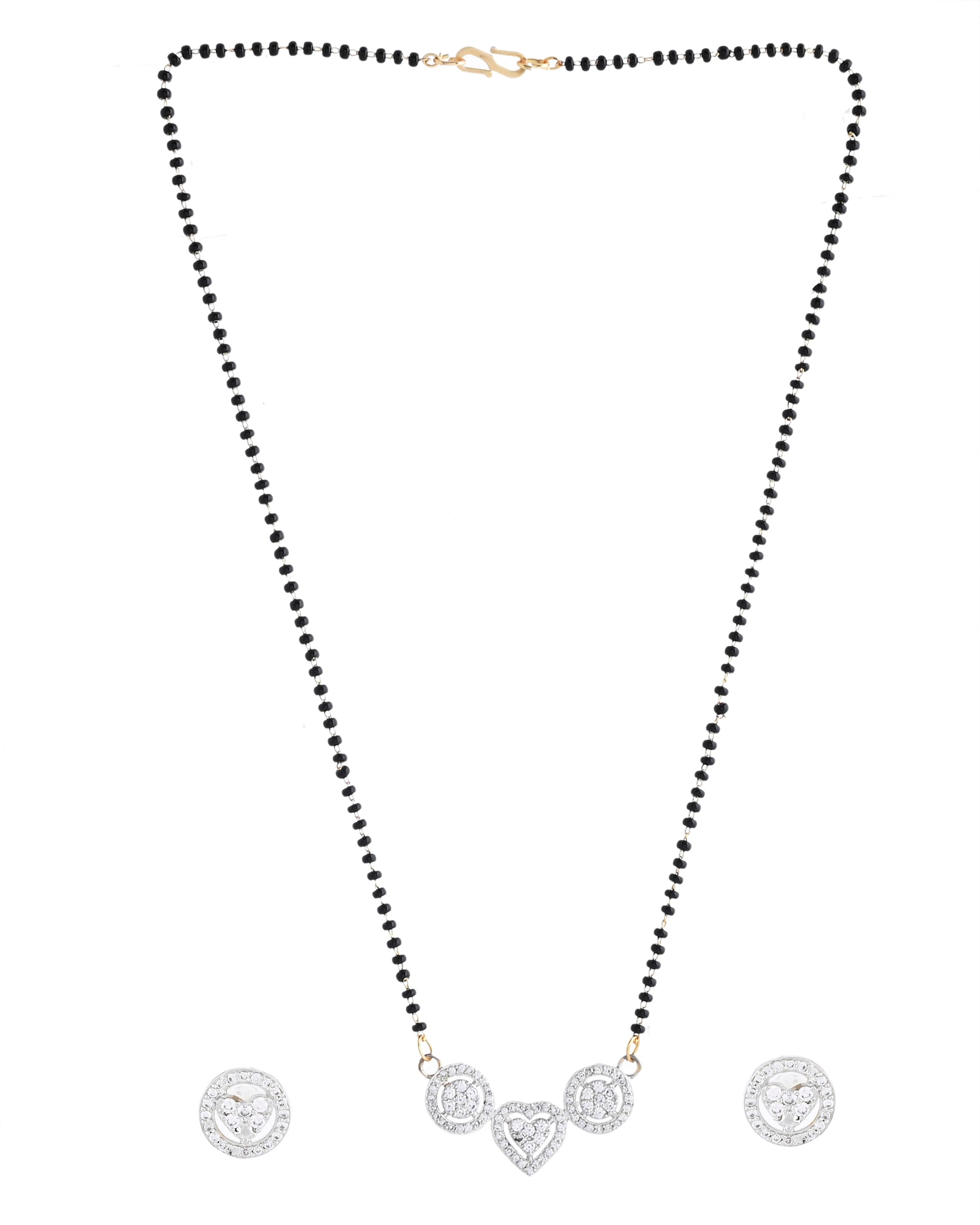 VOJ Gold Toned AD Stone Studded Heart Shape MangalSutra Set