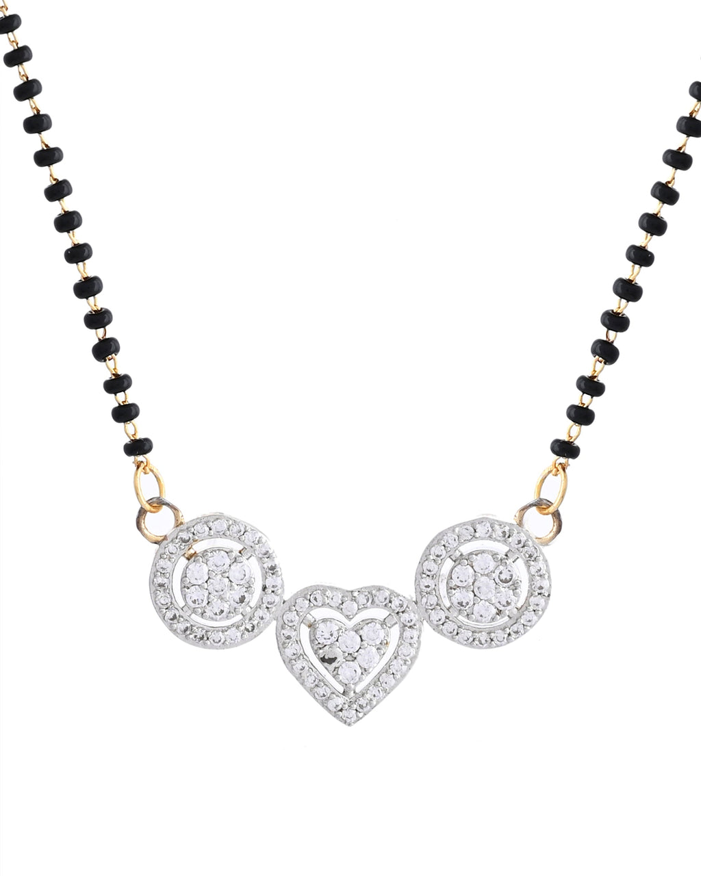 VOJ Gold Toned AD Stone Studded Heart Shape MangalSutra Set