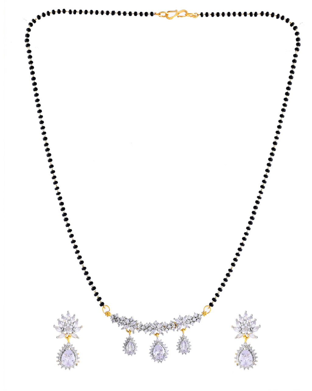 VOJ Gold Toned AD Stone Studded Tear Drop Design MangalSutra Set