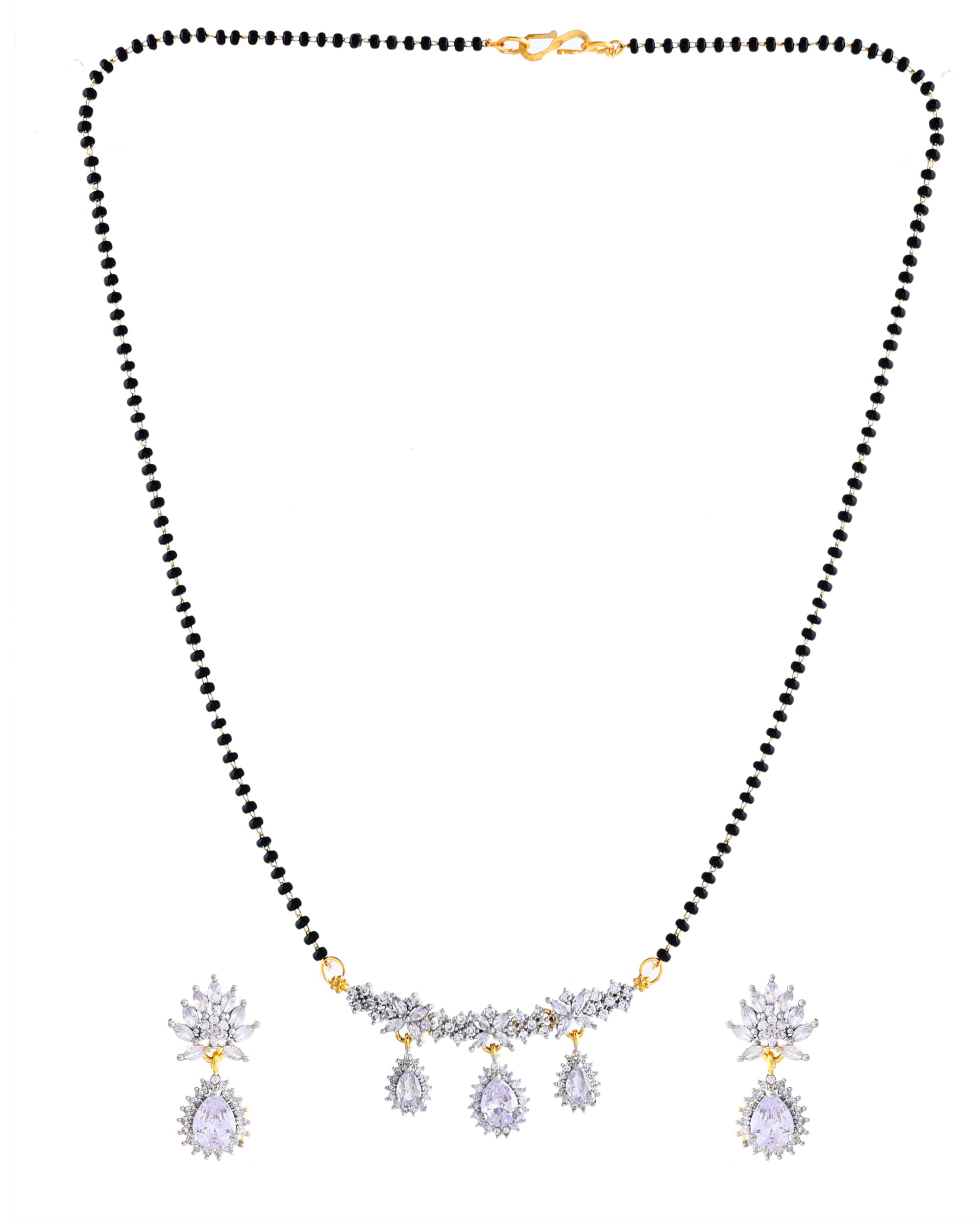 VOJ Gold Toned AD Stone Studded Tear Drop Design MangalSutra Set