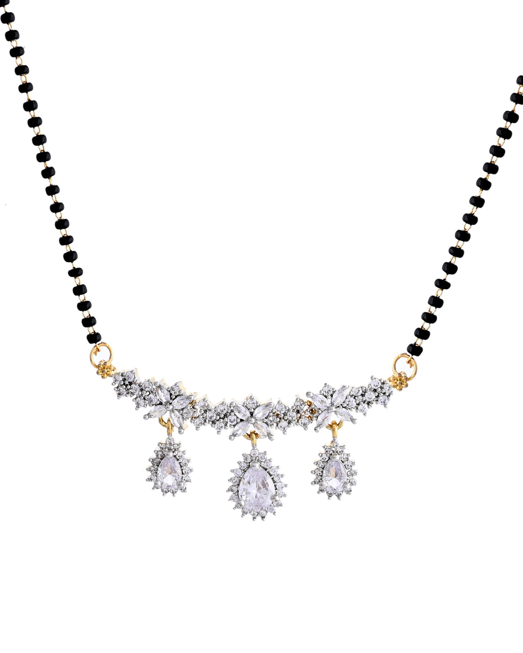 VOJ Gold Toned AD Stone Studded Tear Drop Design MangalSutra Set