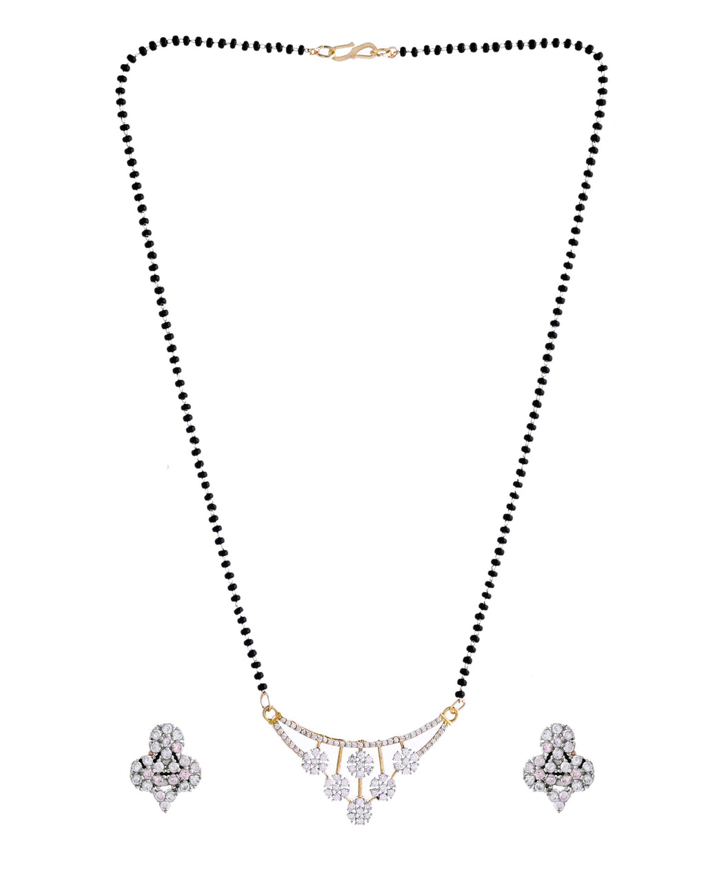 VOJ Gold Toned AD Stone Studded Floral MangalSutra Set