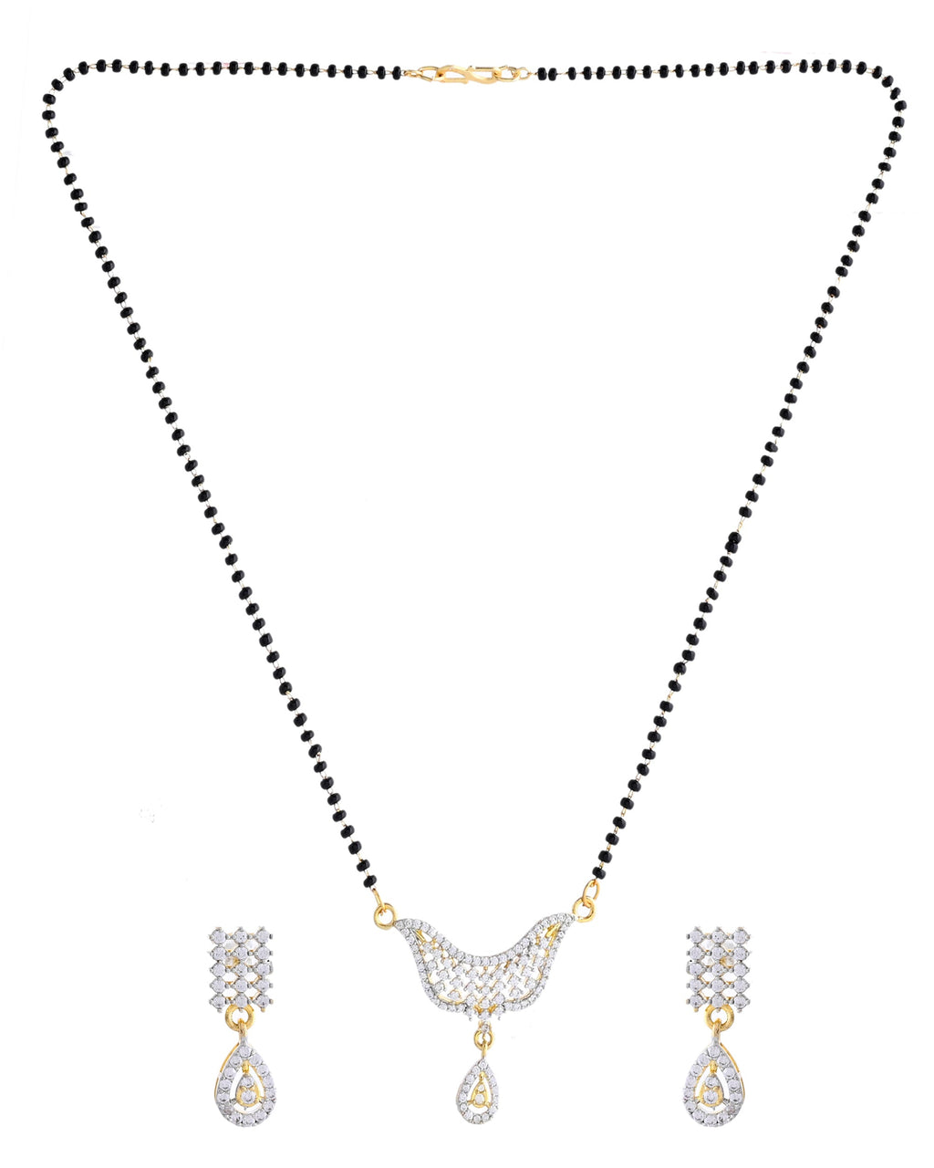 VOJ Gold-Polished Designer AD Mangalsutra Set