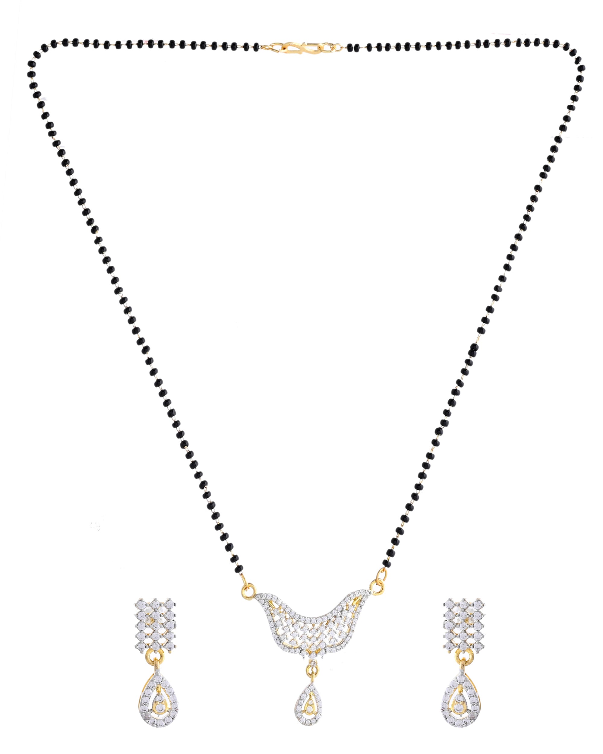 VOJ Gold-Polished Designer AD Mangalsutra Set