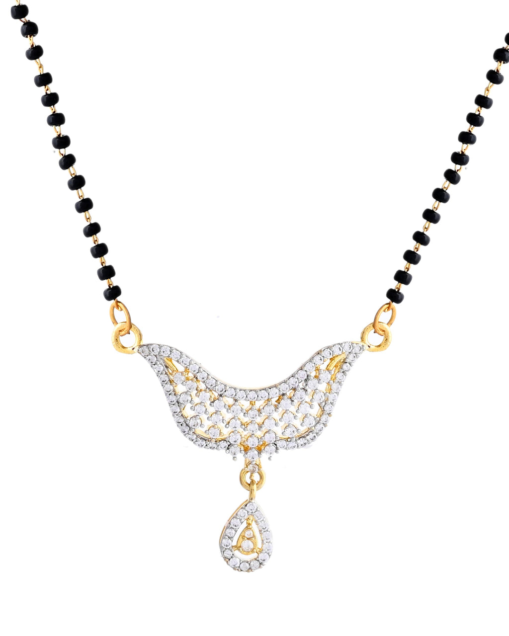 VOJ Gold-Polished Designer AD Mangalsutra Set