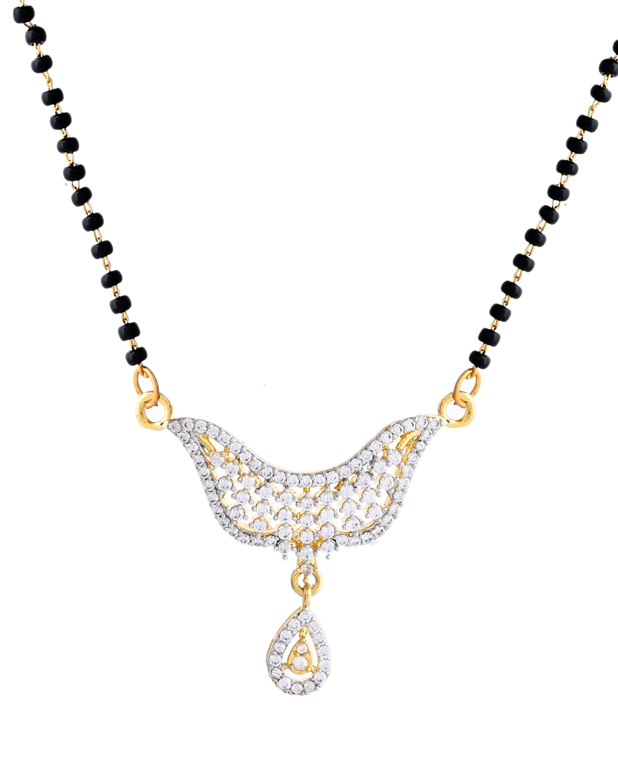 VOJ Gold-Polished Designer AD Mangalsutra Set