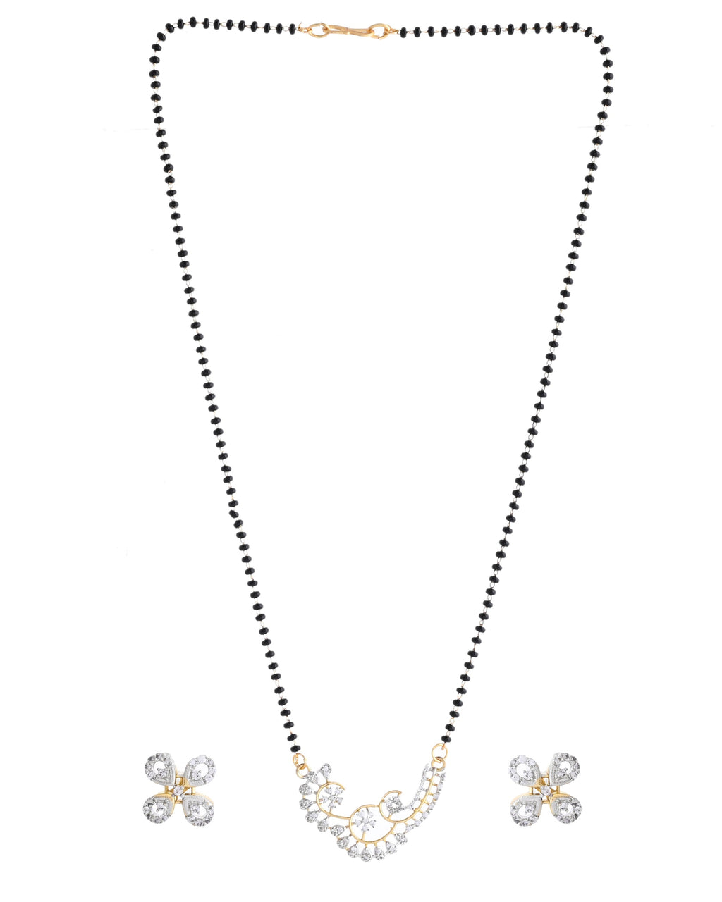 VOJ Gold-Polished Stylish AD Mangalsutra Set
