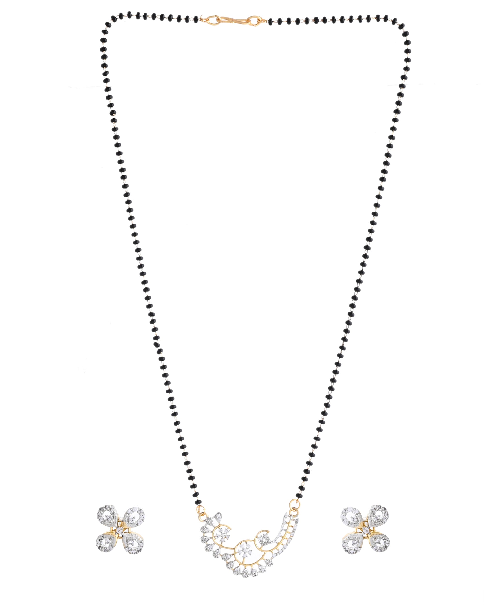 VOJ Gold-Polished Stylish AD Mangalsutra Set