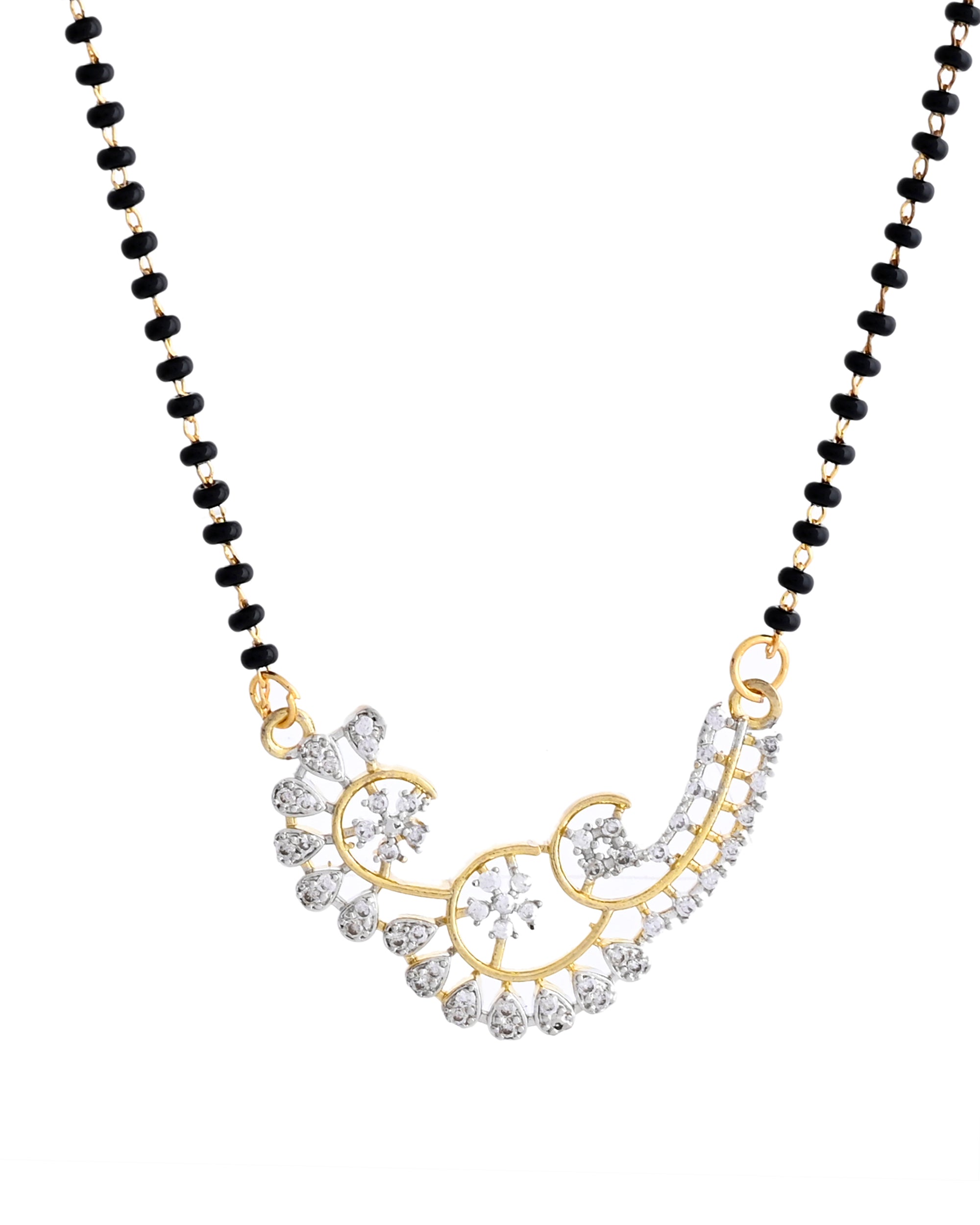 VOJ Gold-Polished Stylish AD Mangalsutra Set