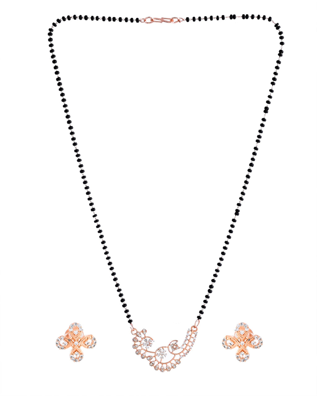 VOJ Rose Gold-Polished Stylish AD Mangalsutra Set