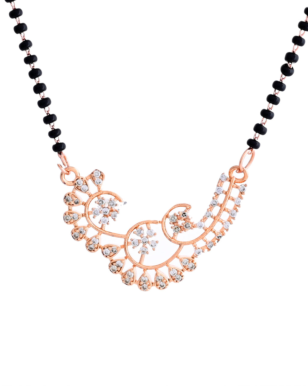 VOJ Rose Gold-Polished Stylish AD Mangalsutra Set