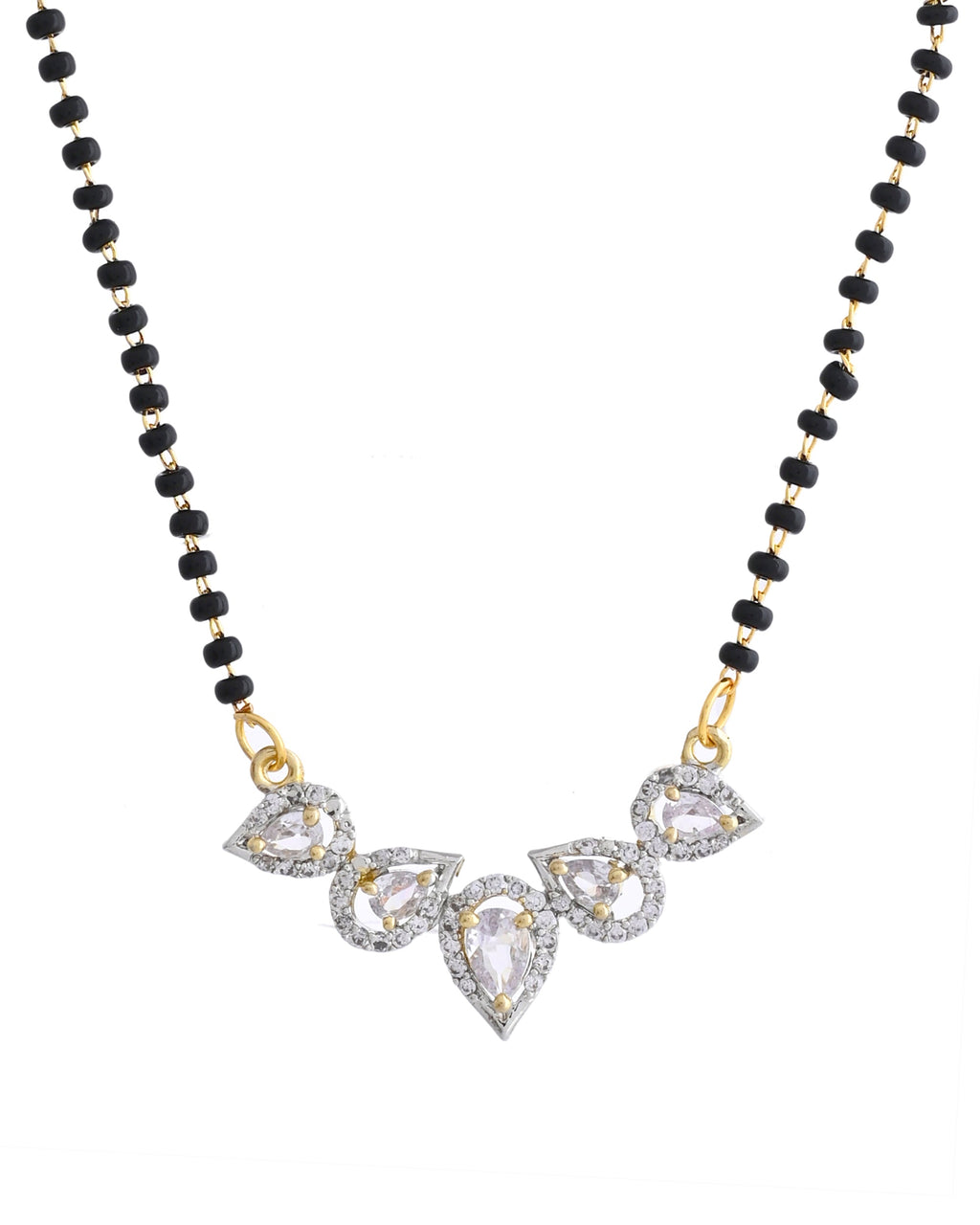 VOJ Gold-Polished Tear Drop Shape AD Mangalsutra Set