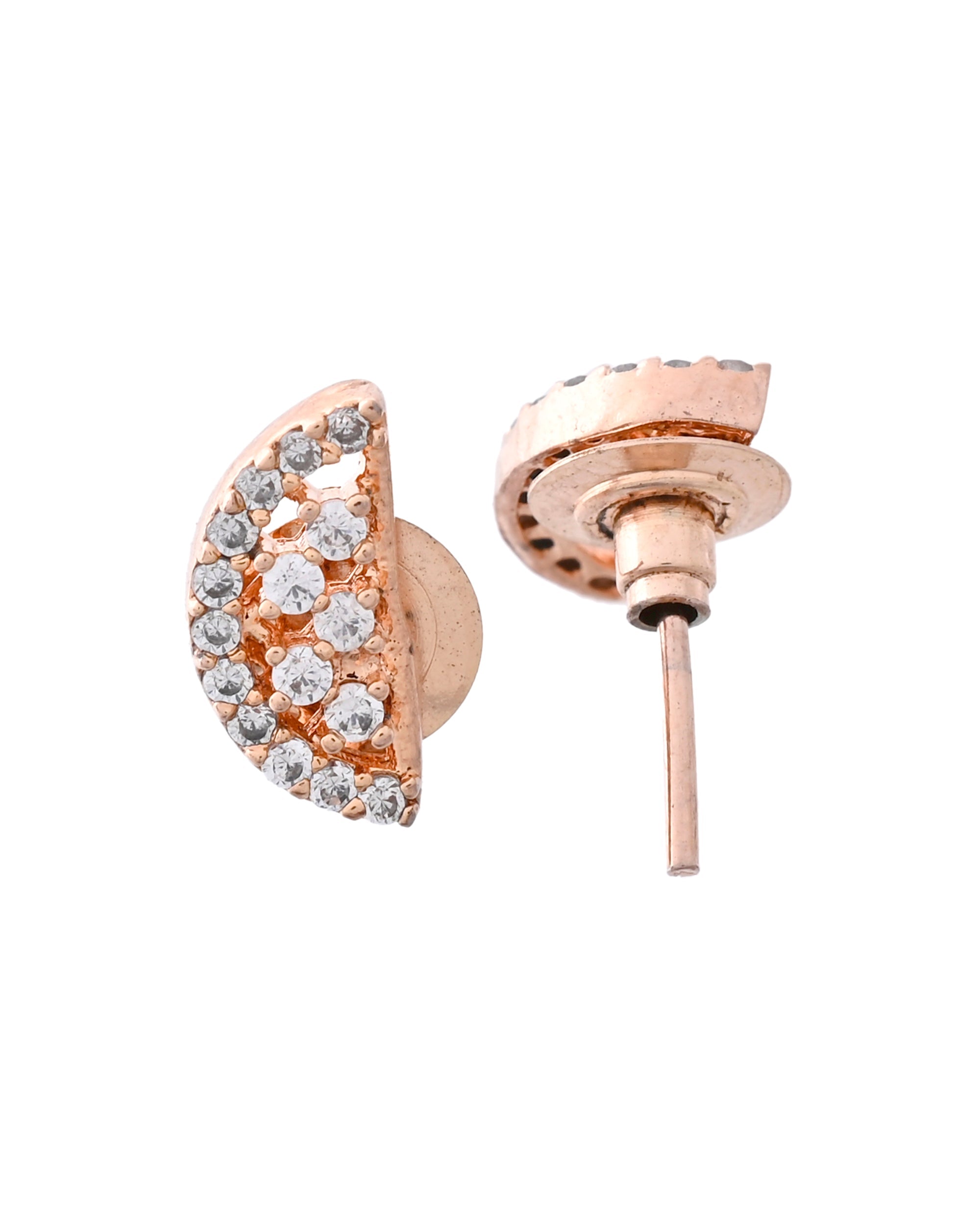 VOJ Rose Gold-Polished Semi Circle Shape AD Mangalsutra Set