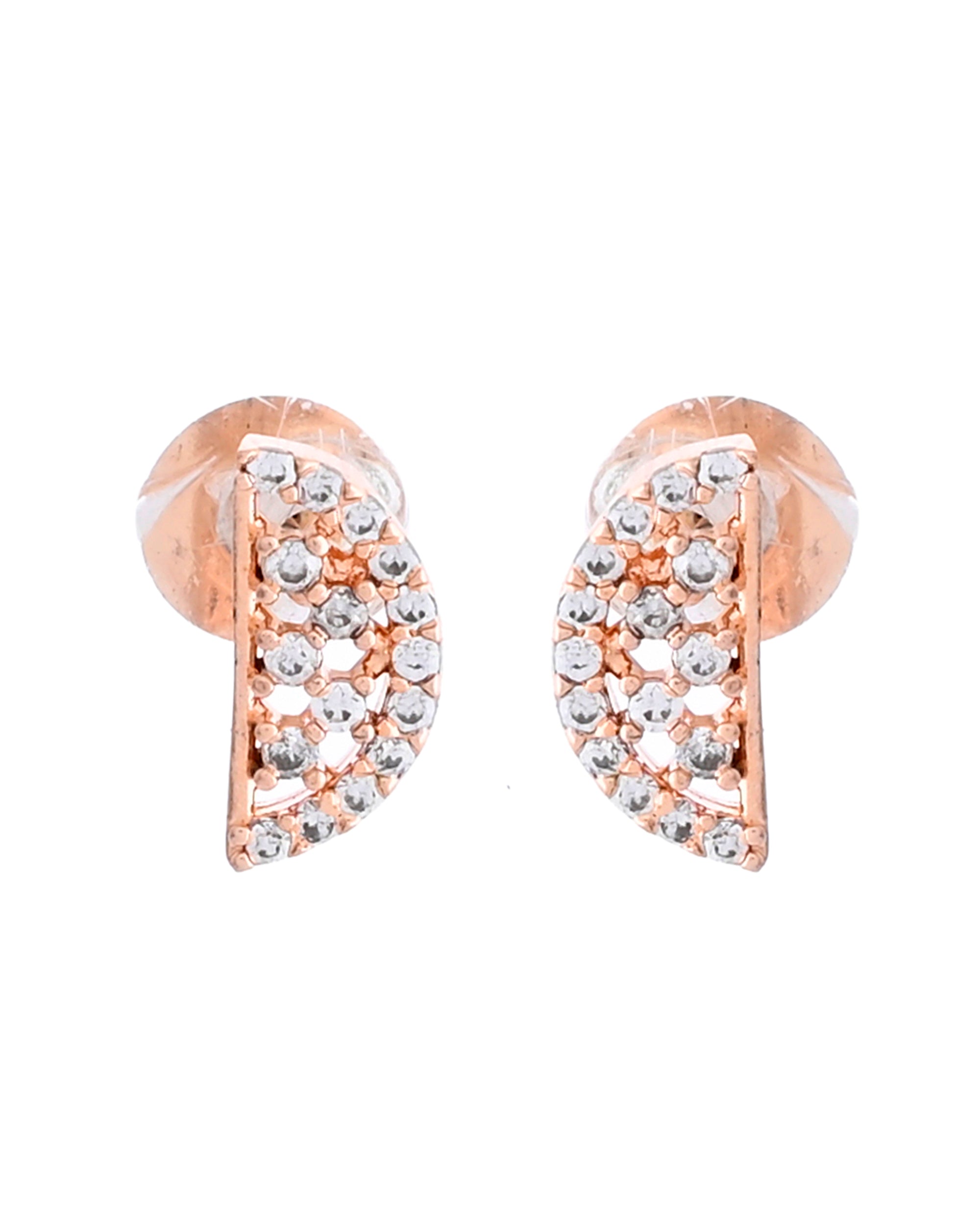 VOJ Rose Gold-Polished Semi Circle Shape AD Mangalsutra Set