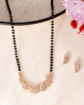 VOJ Rose Gold-Polished Semi Circle Shape AD Mangalsutra Set