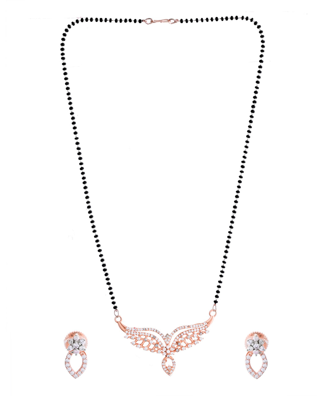 VOJ Rose Gold-Polished Elegent AD Mangalsutra Set