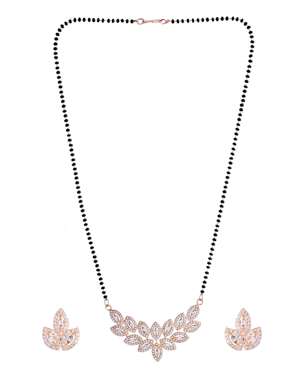VOJ Gold-Polished Stylish Tear Drop AD Mangalsutra Set