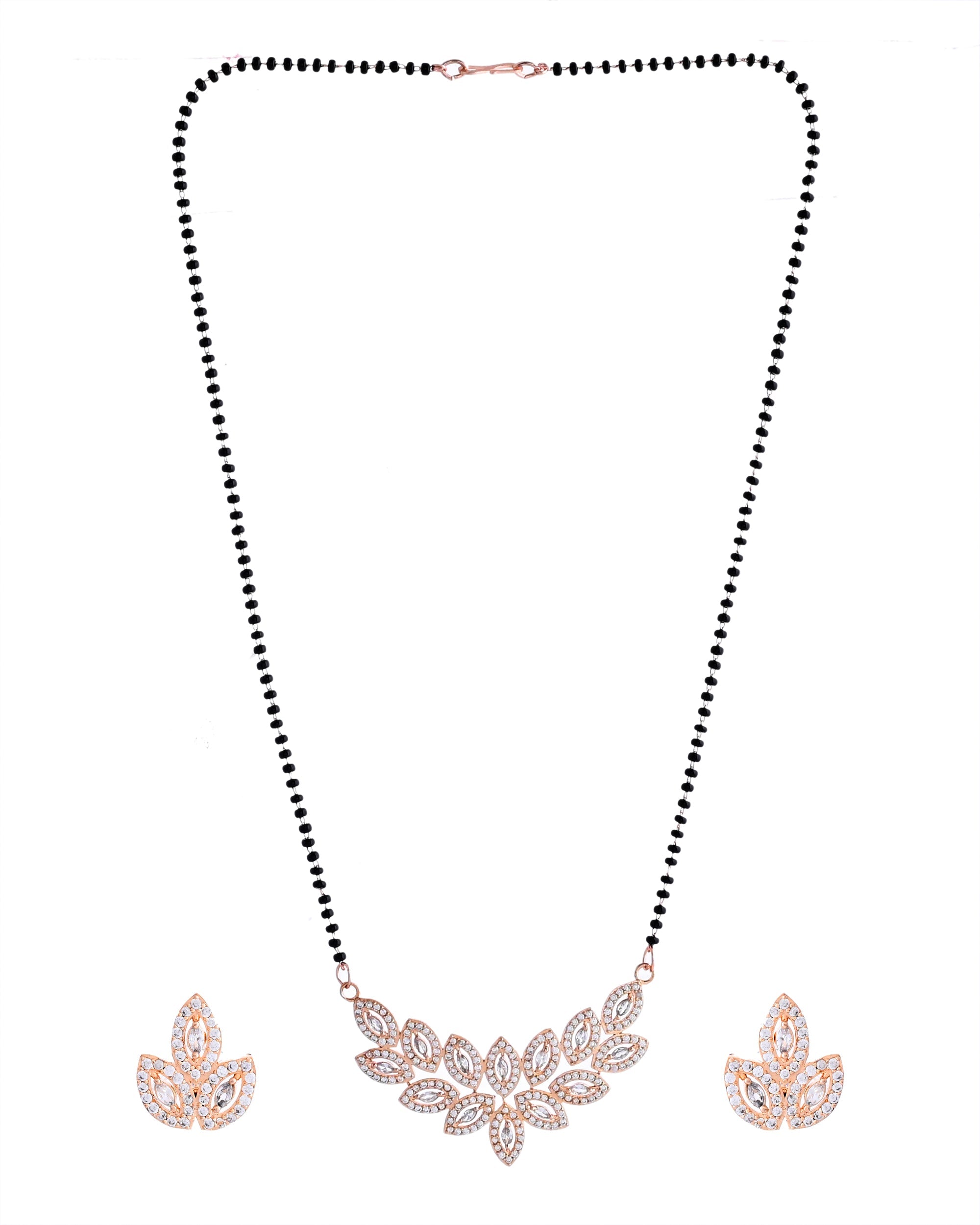 VOJ Gold-Polished Stylish Tear Drop AD Mangalsutra Set