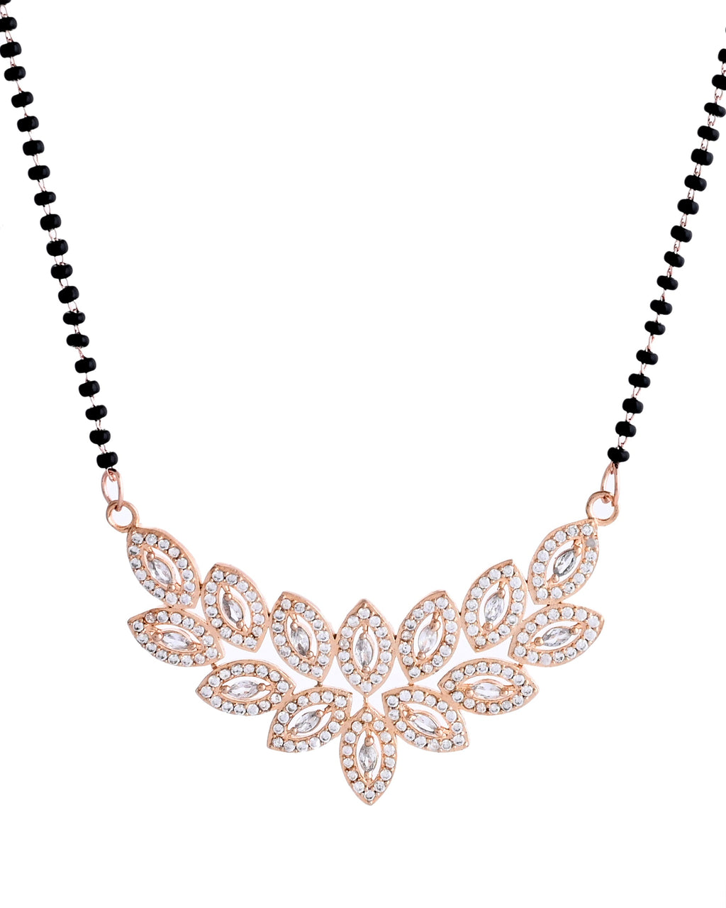 VOJ Gold-Polished Stylish Tear Drop AD Mangalsutra Set