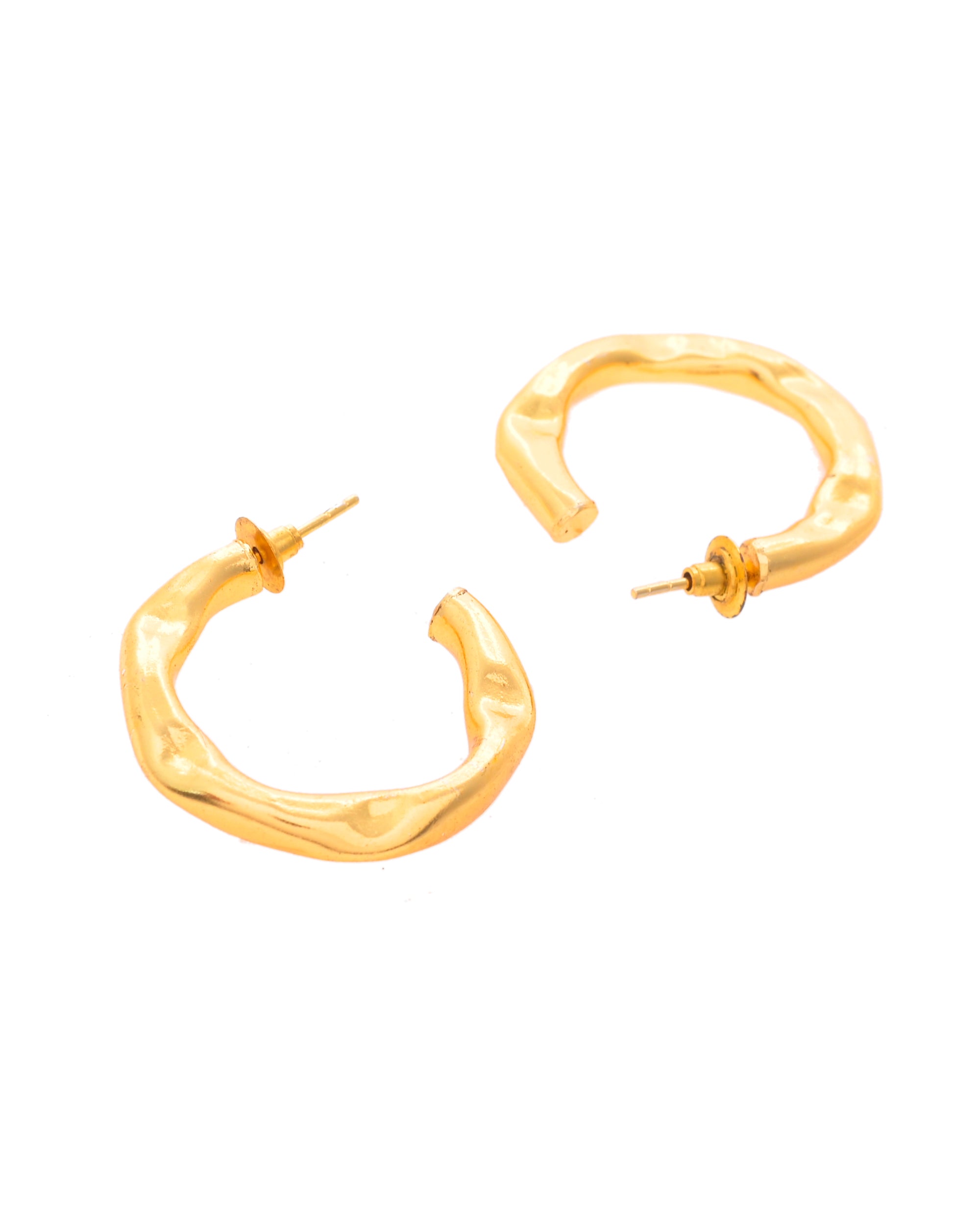 VOJ Gold-Polished Classic Half Hoop Earrings