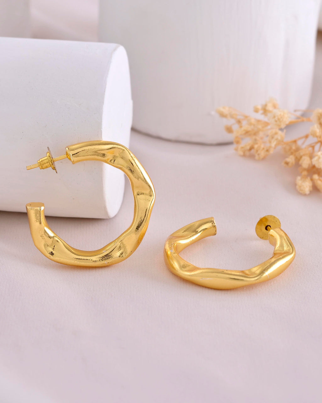 VOJ Gold-Polished Classic Half Hoop Earrings