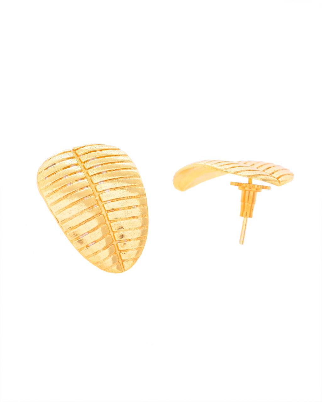 VOJ Gold-Polished Anti Tarnish Leaf Shape Earrings
