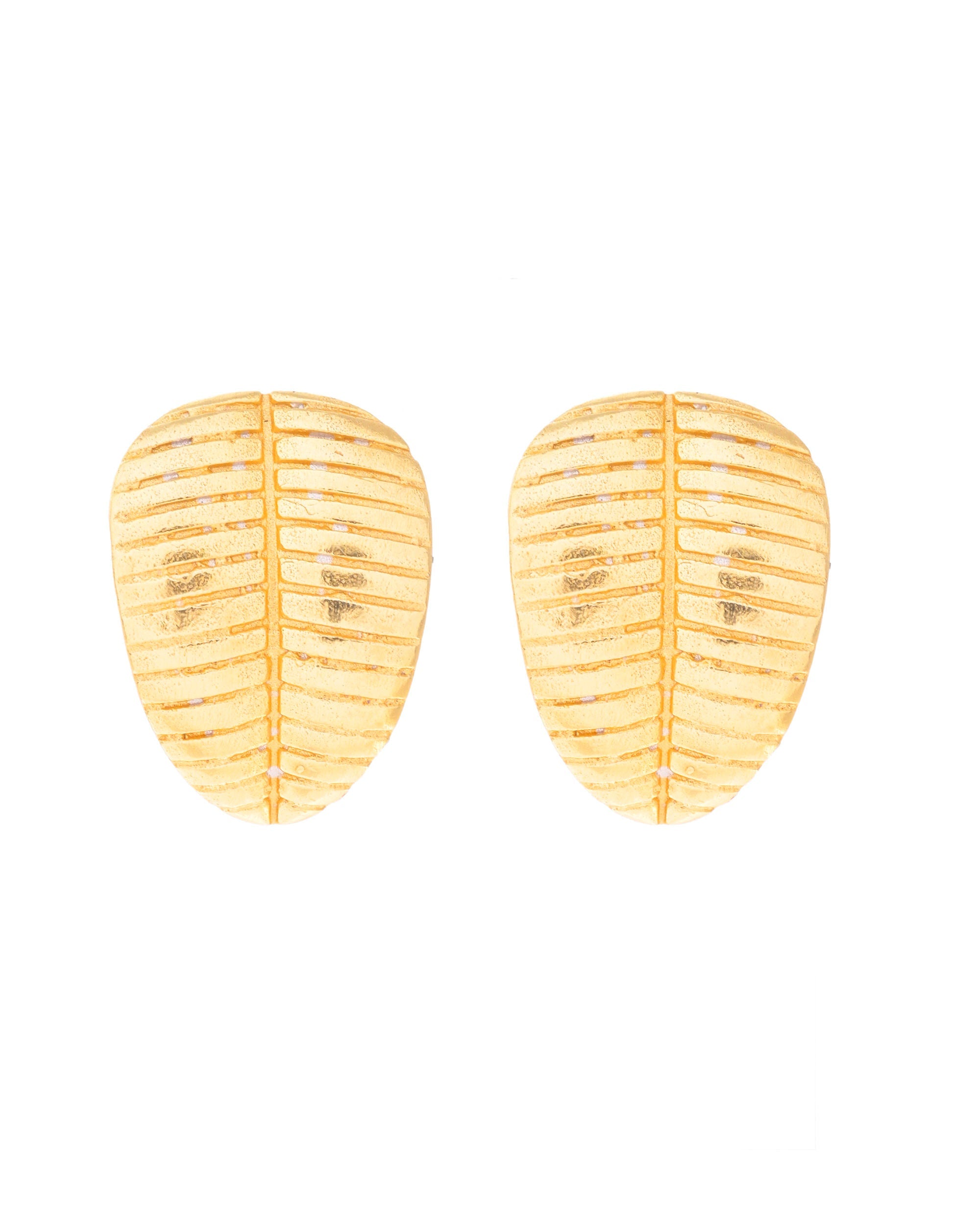 VOJ Gold-Polished Anti Tarnish Leaf Shape Earrings