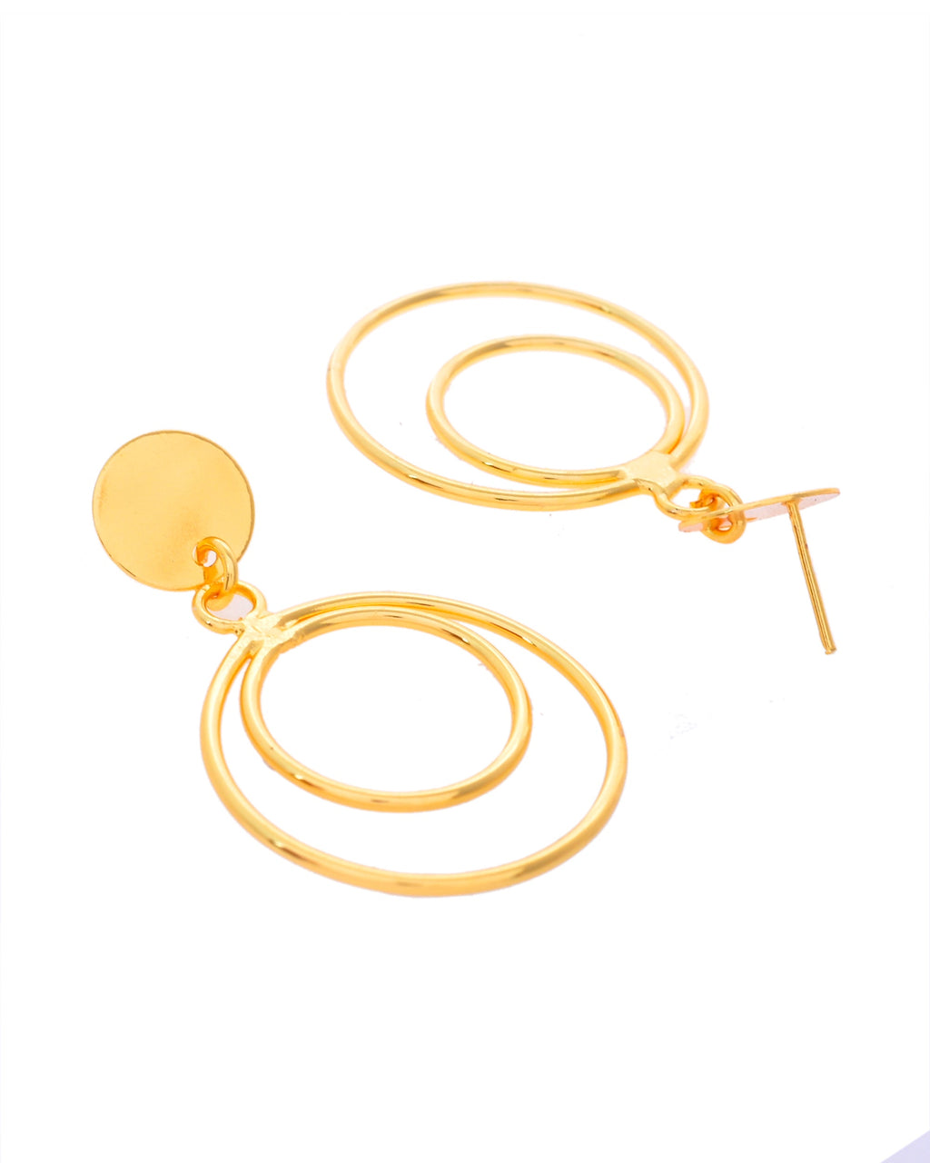 VOJ Gold-Polished Anti Tarnish Circle Stud Earrings