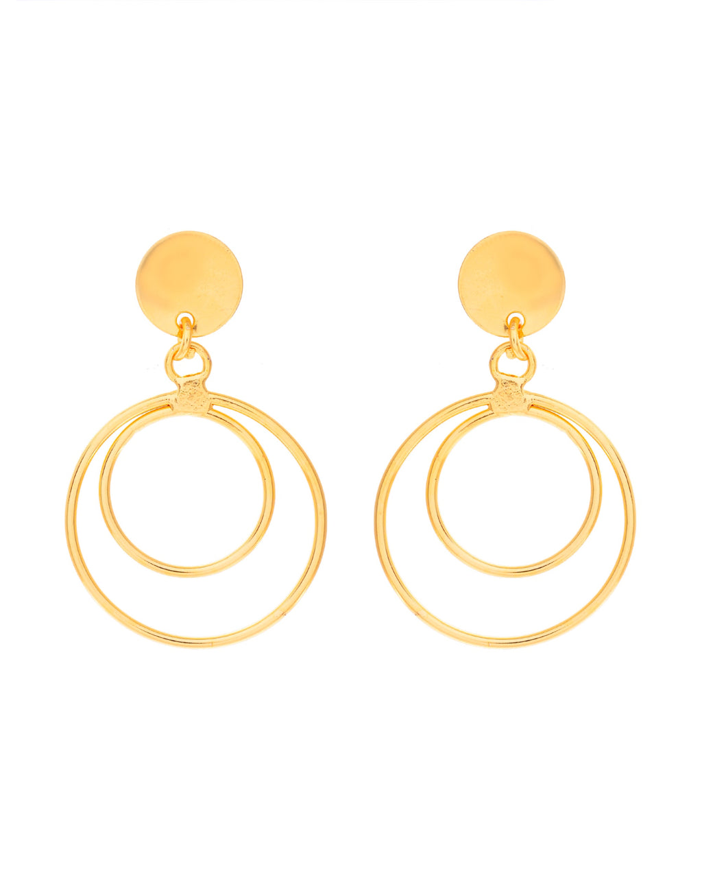 VOJ Gold-Polished Anti Tarnish Circle Stud Earrings