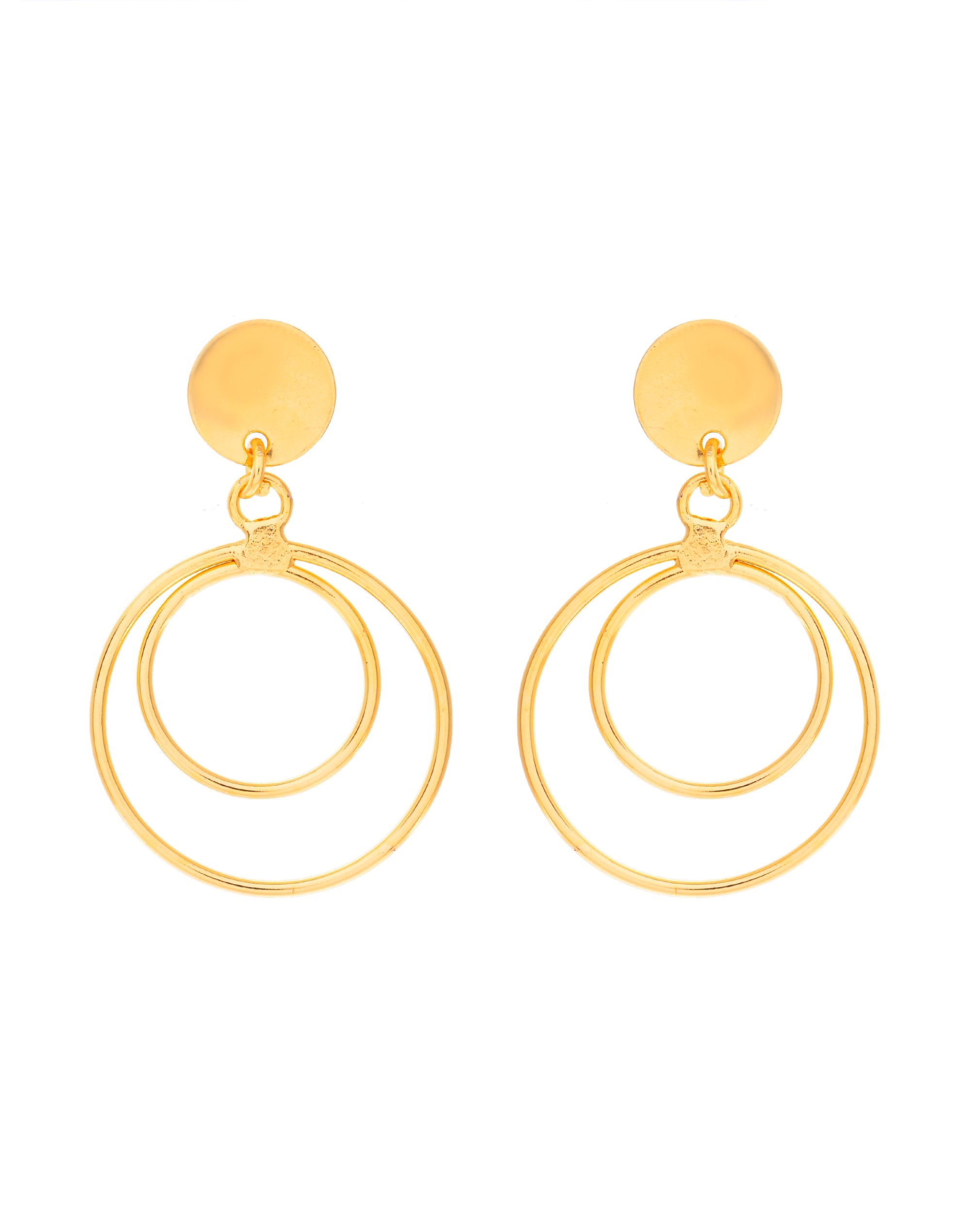 VOJ Gold-Polished Anti Tarnish Circle Stud Earrings
