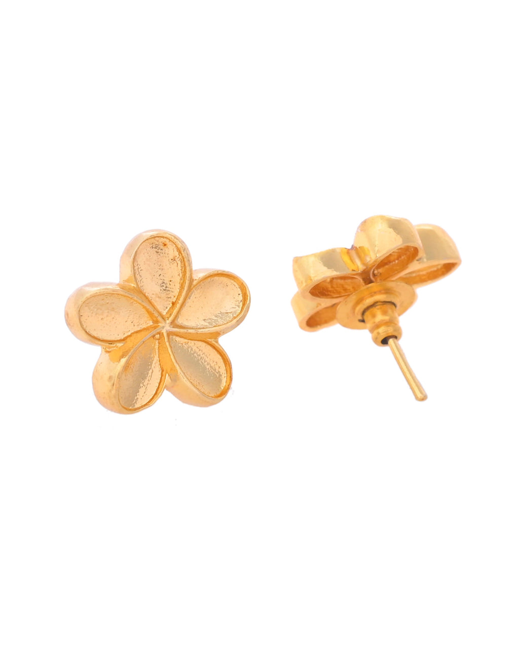 VOJ Gold-Polished Flower Shape Anti Tarnish Studs Earrings