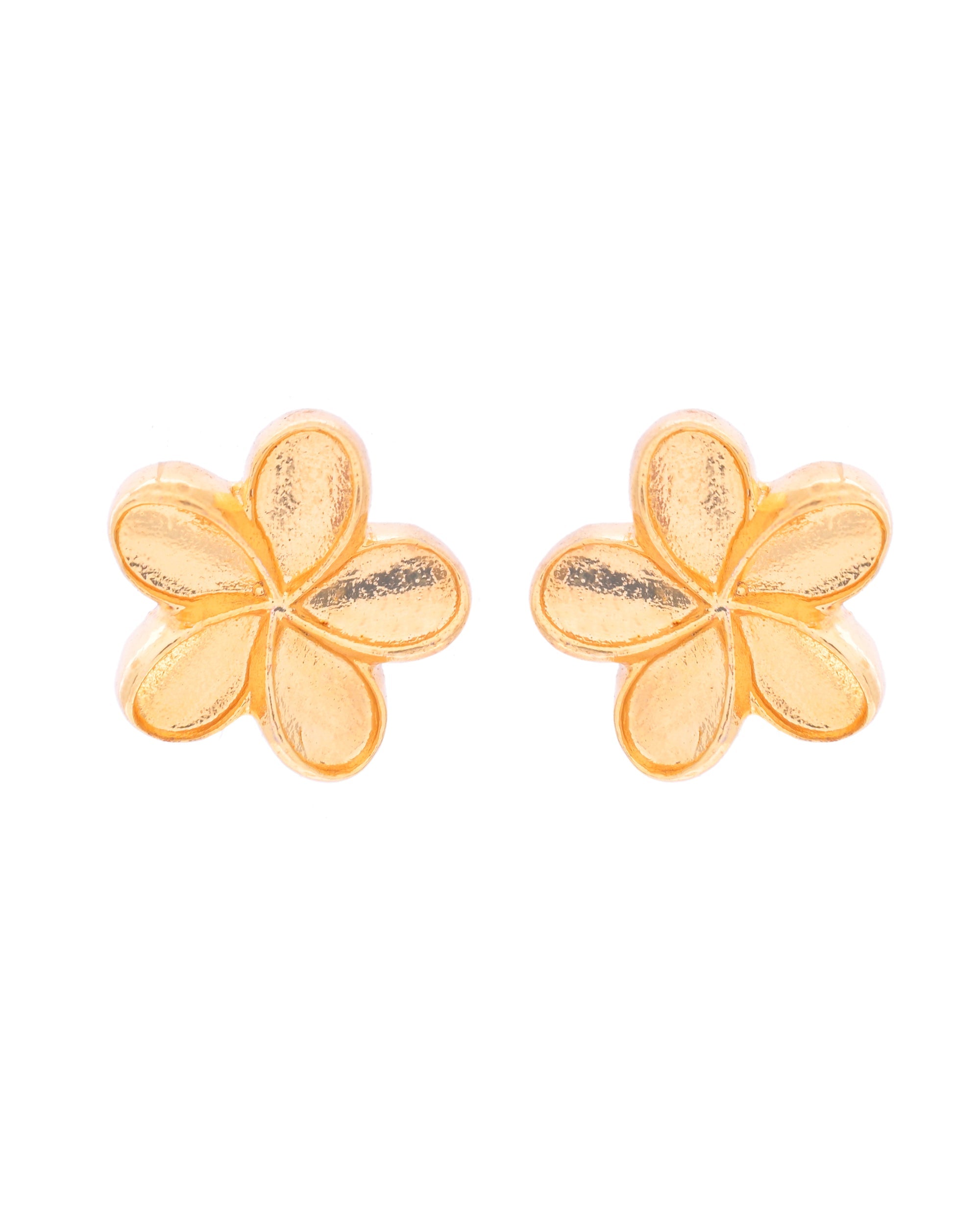 VOJ Gold-Polished Flower Shape Anti Tarnish Studs Earrings