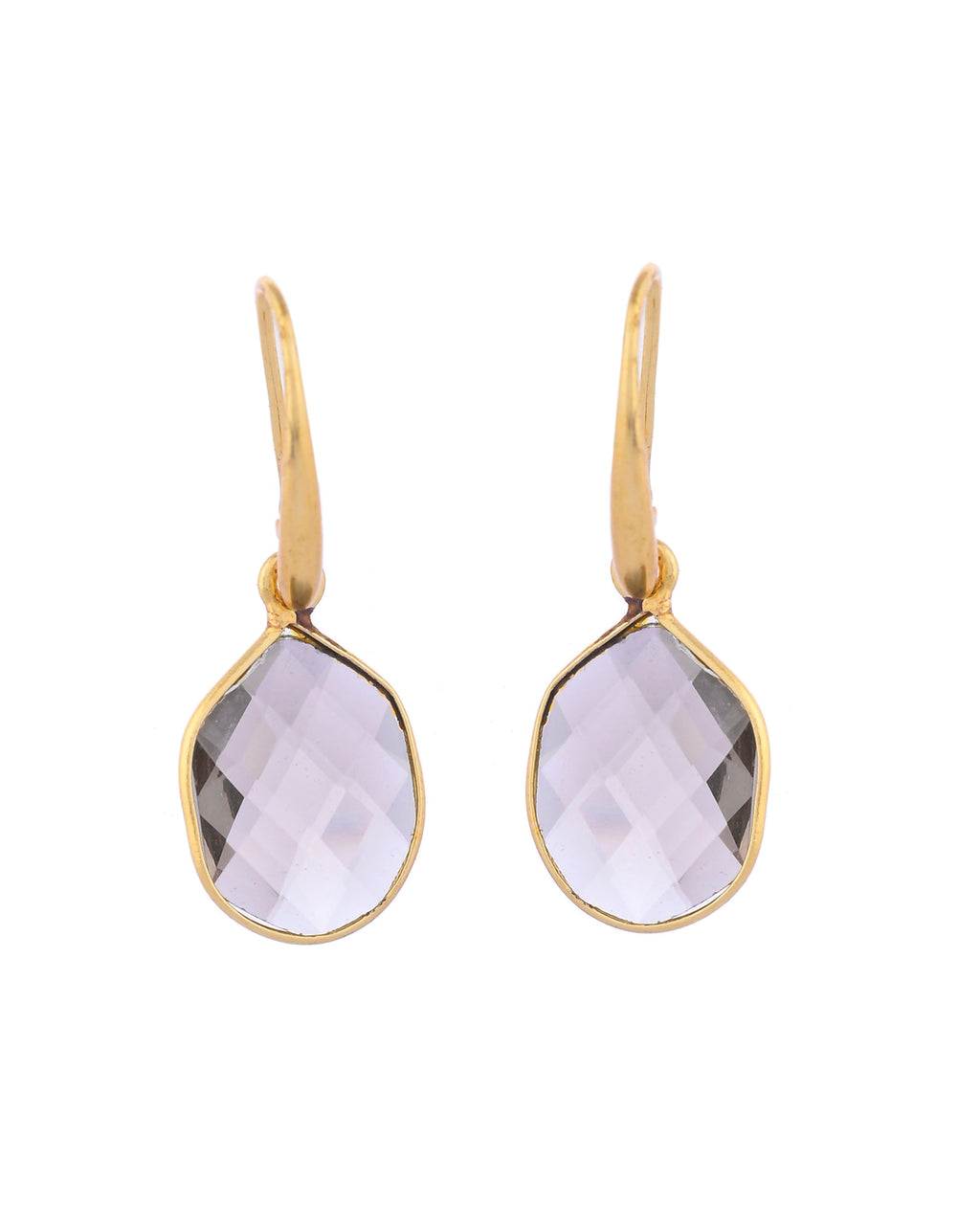 VOJ Gold-Polished Classic Stone Studded Drop Earrings