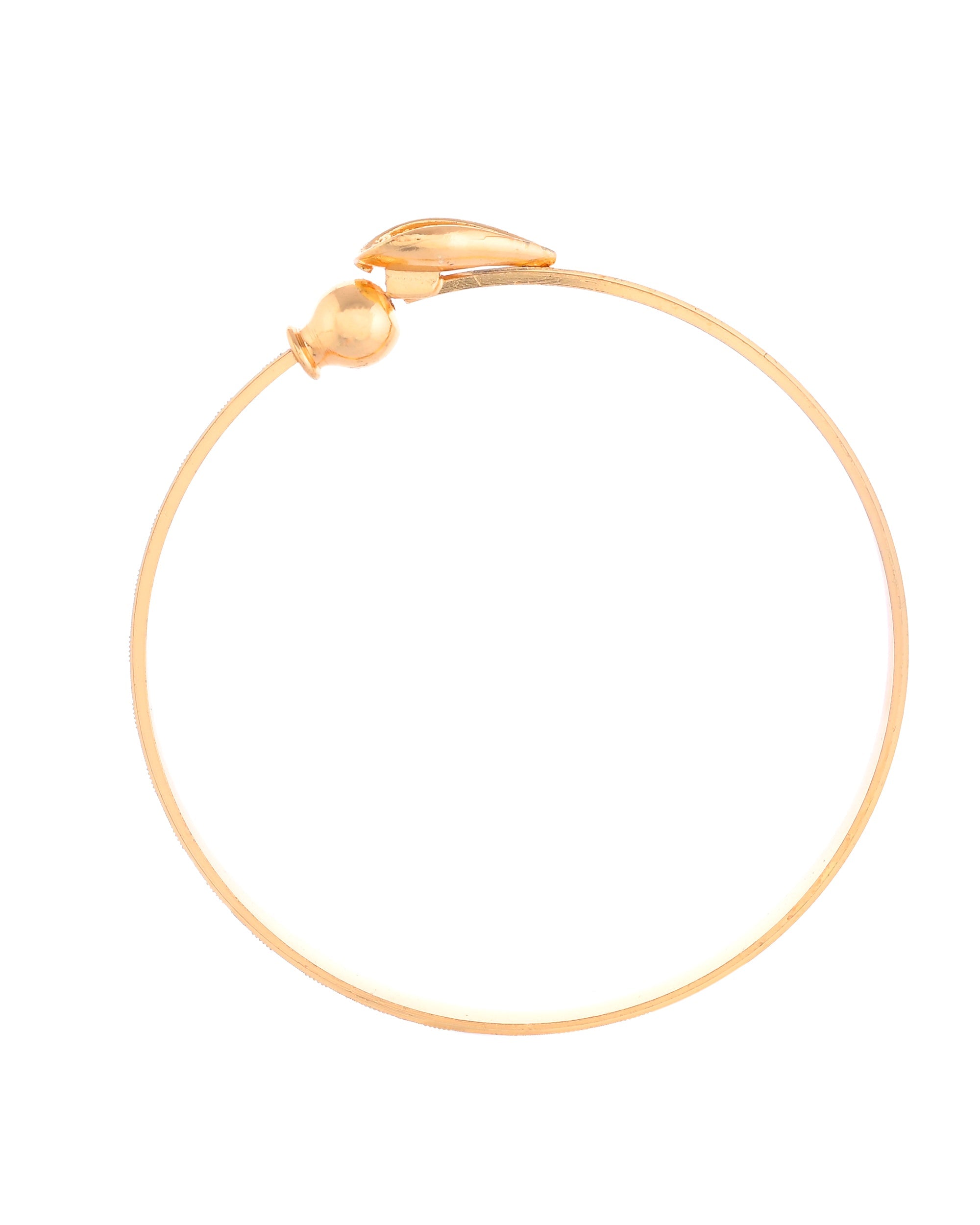 VOJ Set of 2 Gold-Polished Tear Drop Shaped Bangles