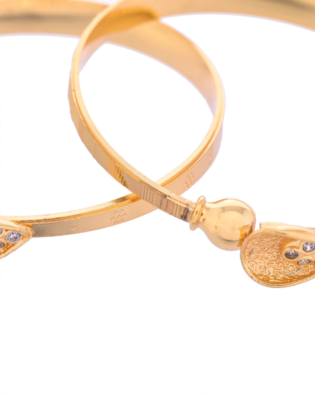 VOJ Set of 2 Gold-Polished Tear Drop Shaped Bangles
