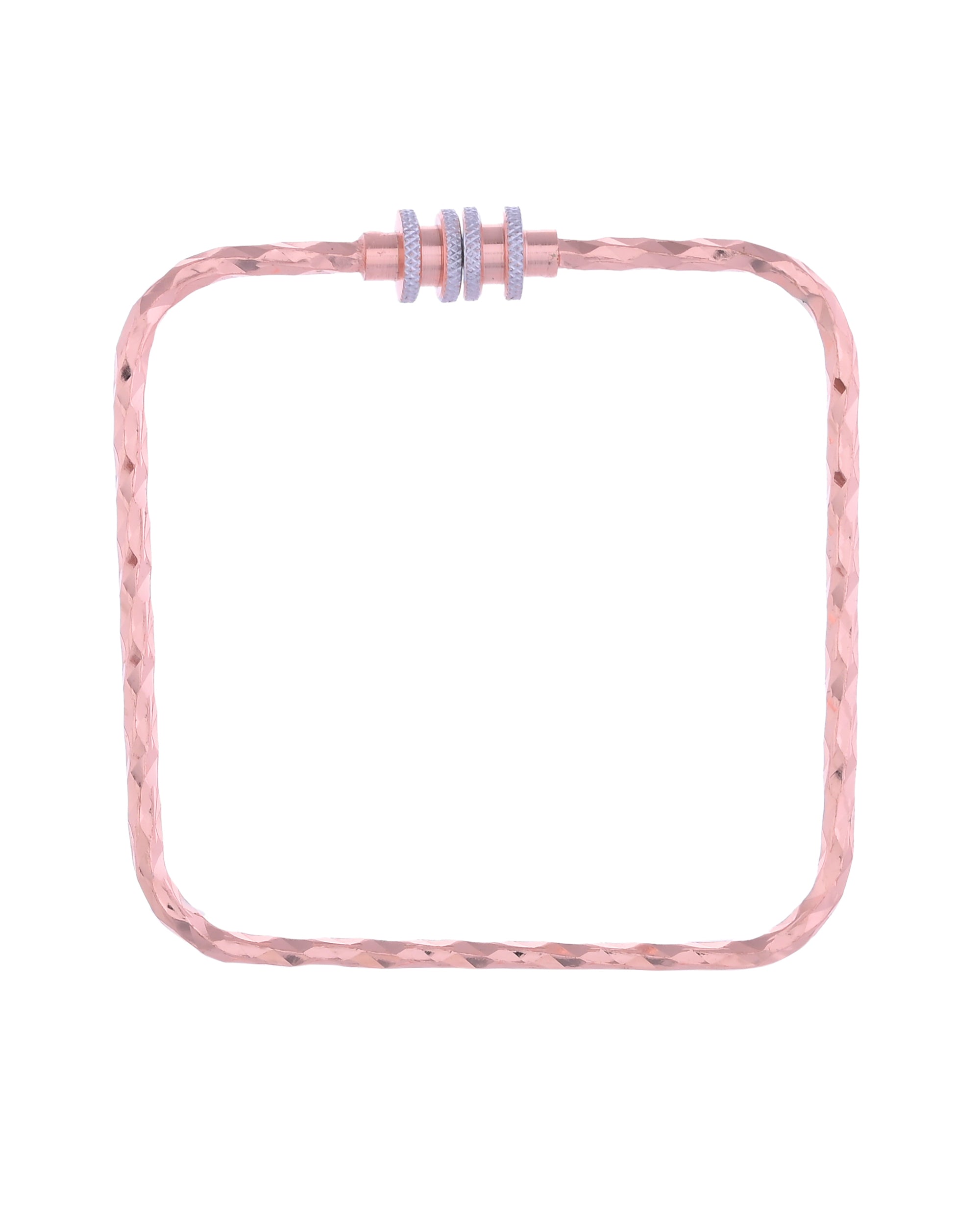 VOJ Set of 2 Rose Gold-Polished Square Shaped Bangles