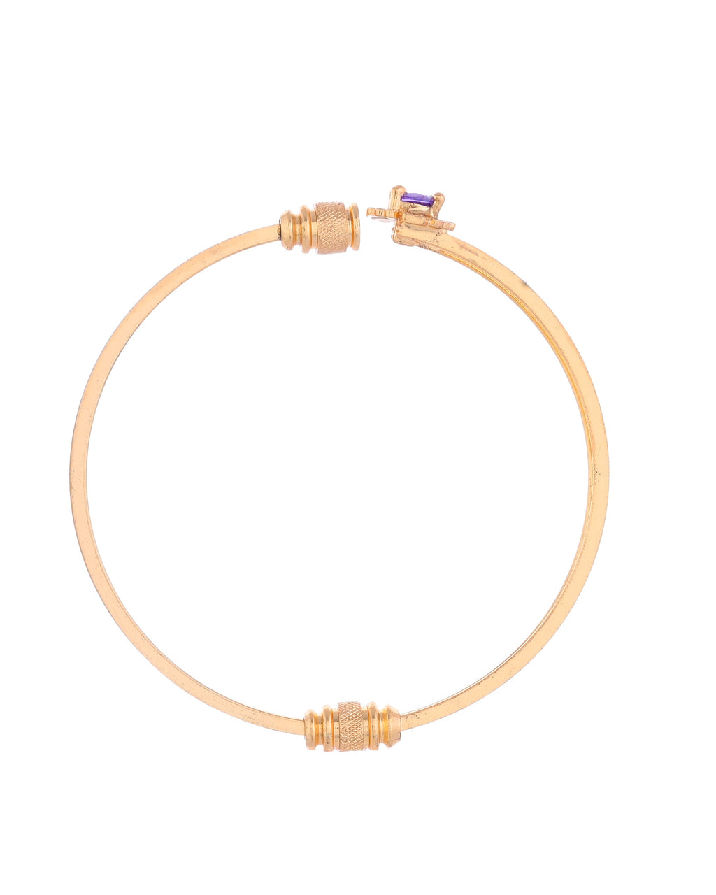 VOJ Set of 2 Gold-Polished Purple Stone Studded Bangles