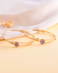 VOJ Set of 2 Gold-Polished Purple Stone Studded Bangles