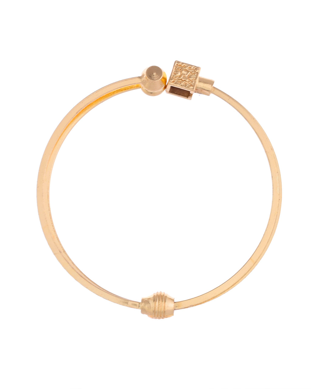 VOJ Set of 2 Gold-Polished Mutli Colour Stones Studded Square Shaped Bangles