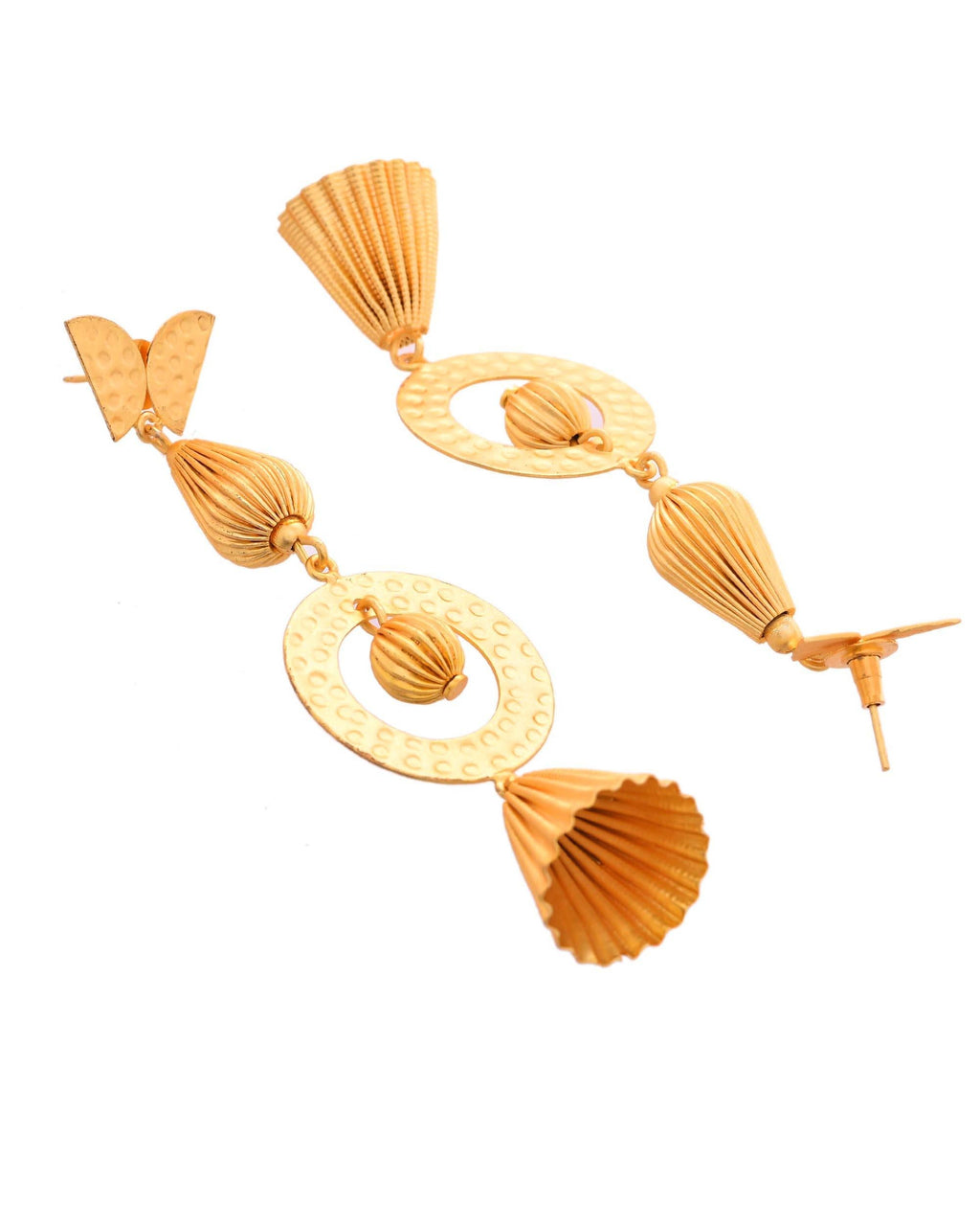 VOJ Gold Polished Designer Anti Tarnish Big Drop Earrings