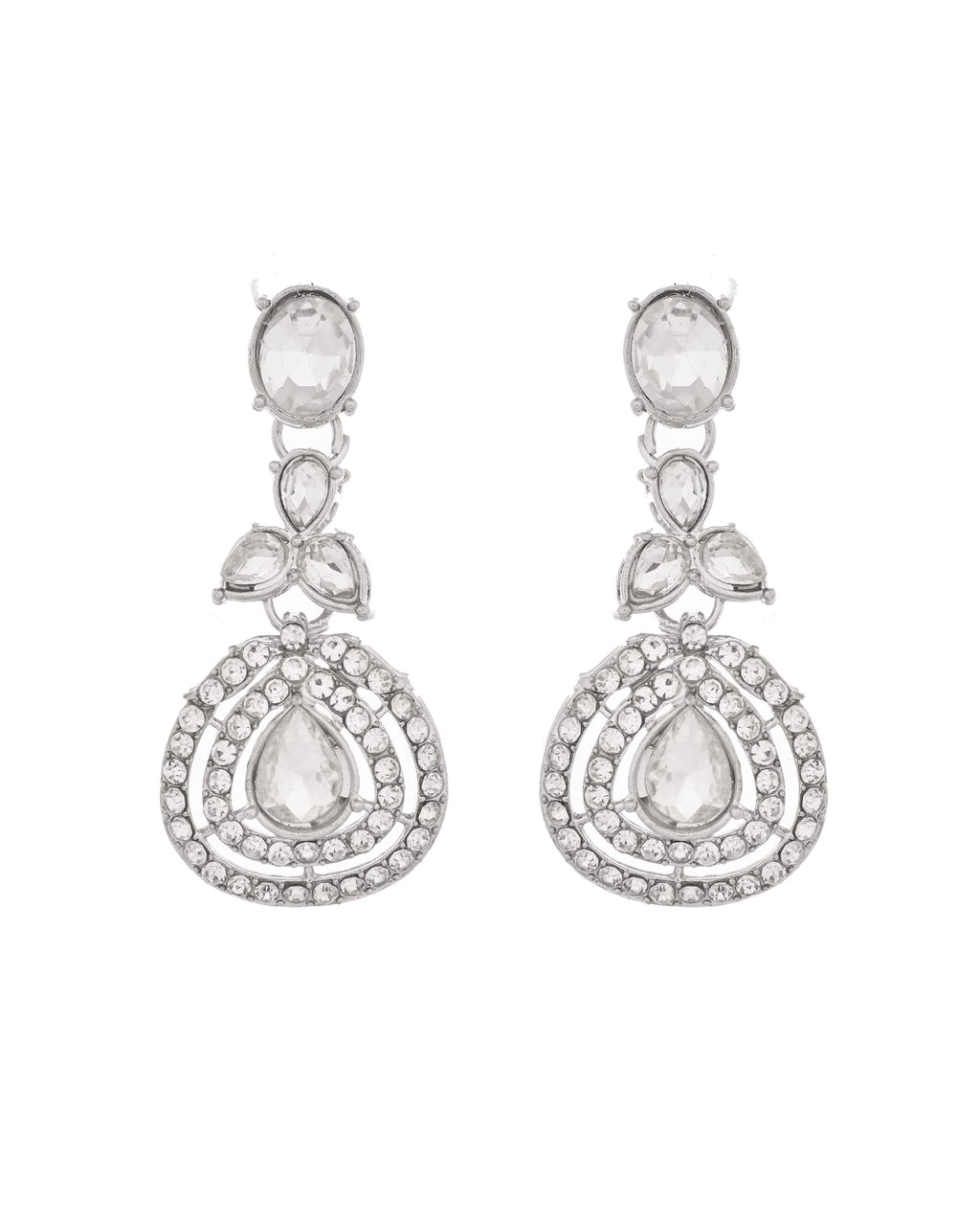 VOJ Silver-Plated CZ Studded Jewellery Set With Maang Tikka