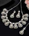 VOJ Silver-Plated CZ Studded Jewellery Set With Maang Tikka