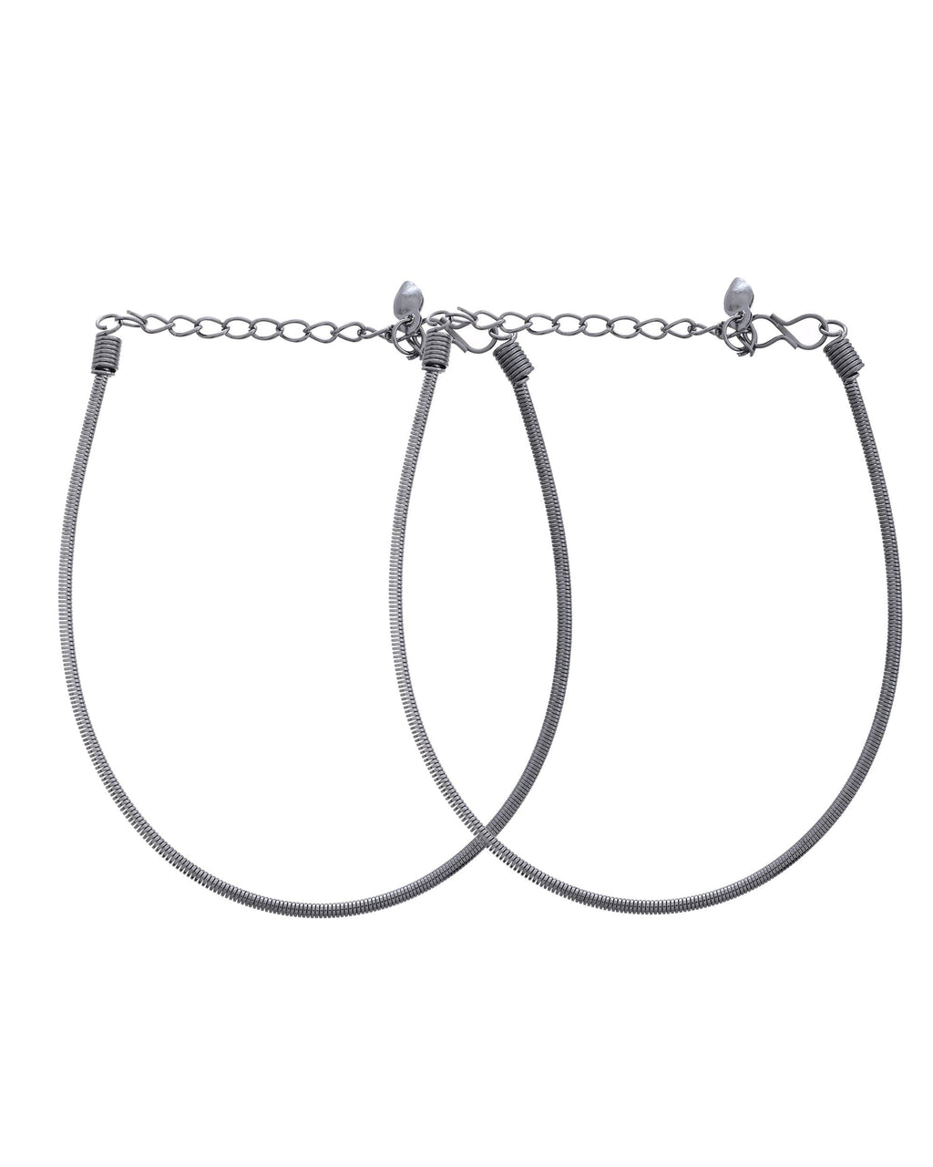 VOJ Set of 2 Rhodium Plated Snake Chain Anklet