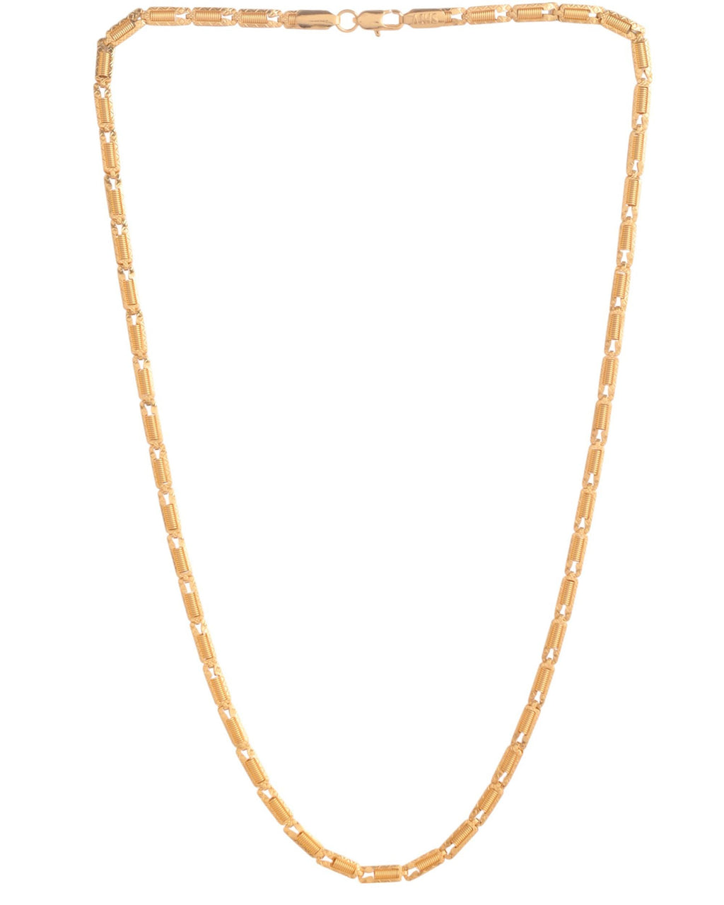 VOJ Men Gold Polished Textured Link Chain
