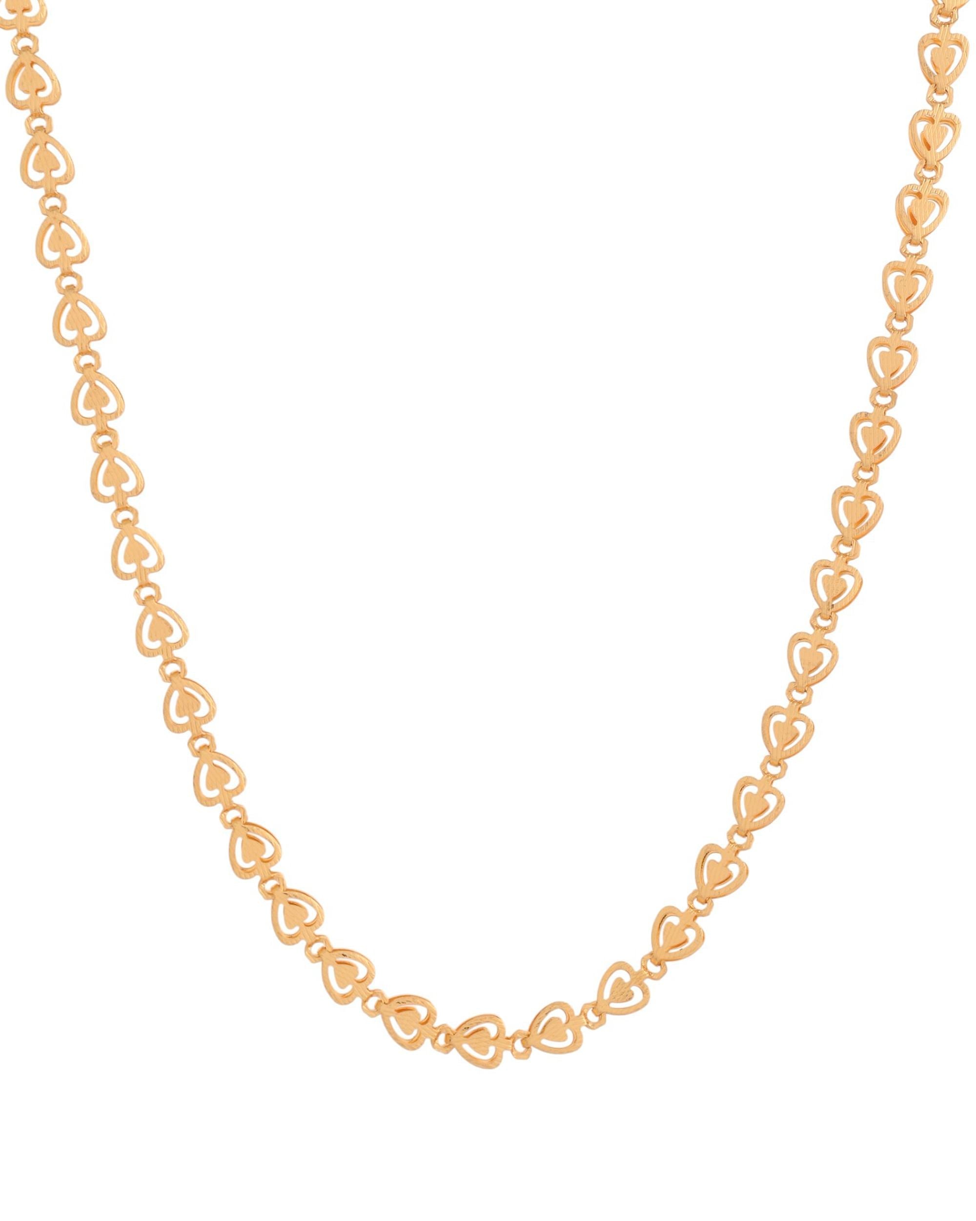 VOJ Gold Polished Heart Shaped Stainless Steel Chain For Women